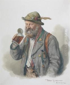 Cheerful Rustic With Beer by Peter I Kramer