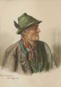 "portrait Eines Bauern". by Peter I Kramer