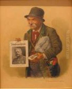 Two Portraits Of German Men by Peter I Kramer