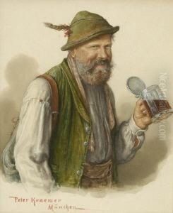 Bauer Mit Bierkrug. by Peter I Kramer