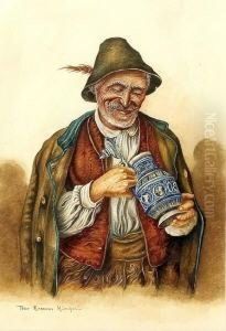 Bauer Mit Weinkrug.