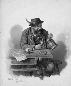"biertrinker Mit Pfeife Und
Maskrug". Aquarell Und Deckweis. Sign. Und Bez. Munchen. Gebraunt. 19,5 X
15,5 Cm. Rahmen by Peter I Kramer