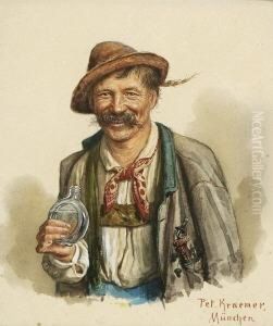 Bauer Mit Schnapsflasche.