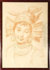 Portret Janiny Karlenskiej W Kostiumie Azy Z Chaty Zawsia by Roman Kramsztyk