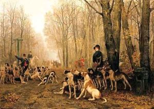 Morning The Hunt at Chantilly by Jean Maxime Claude