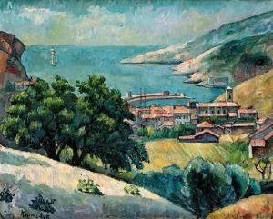 Miasteczko Nad Zatoka (pejzaz Z Prowansji) Ok. 1914 R. by Roman Kramsztyk