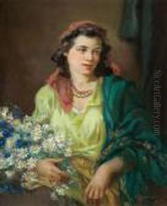 Girl With Flowers by Marcel Krasicky