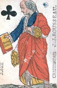 Playing card depicting Jean-Jacques Rousseau (1712-78) 1793