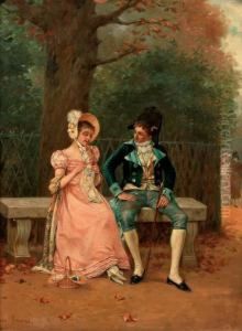 An Amorous Couple In The Park by Charles Louis Kratke