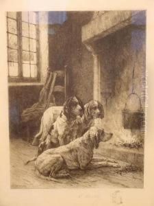 Hounds Before The Fire by Charles Louis Kratke