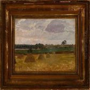 Overlooking A Harvest Landscape by Fritz Kraul