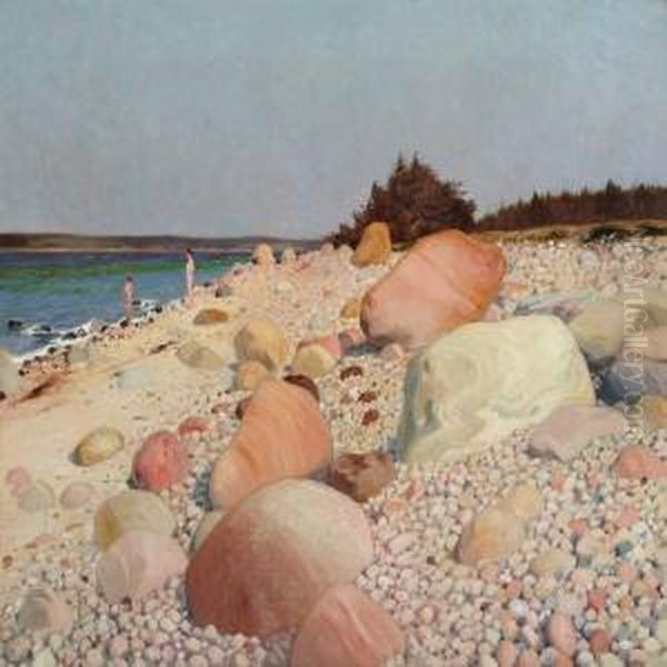 Coast With Bathing Child And Woman - view 1