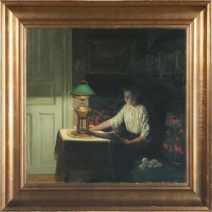 Interior Af Laesende Dame by Fritz Kraul