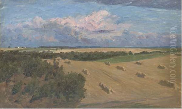 Hay Stooks In A Summer Landscape - view 1