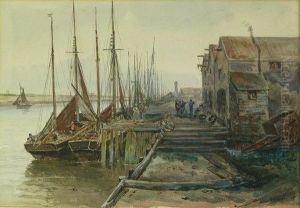 Fishing Boats By A Dock