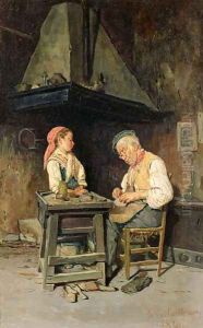 The Cobbler's Shop, 1874 by Giuseppe Costantini