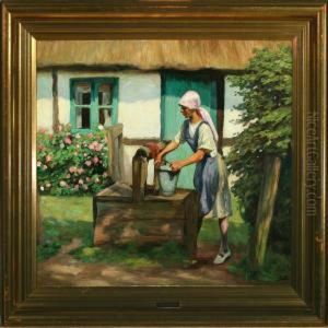 Girl Fetching Water On A Summerday