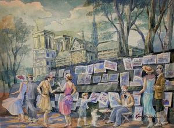 Les Bouquinistes Devant Notre Dame - view 1