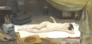 A Reclining Nude in a Studio by Christian Clausen