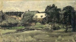 Landscape with Bridge and Houses by J. Frank Currier