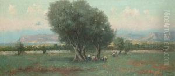 Figures In An Olive Grove, Near The Coast - view 1