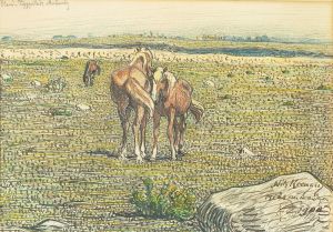 Landskap Med Hastar - Tryggestads Allmanning, Oland by Nils Kreuger