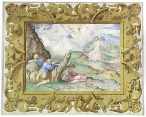 The Agony In The Garden, In A Decorative Frame by Giovanni B. (Il Genvovese) Castello