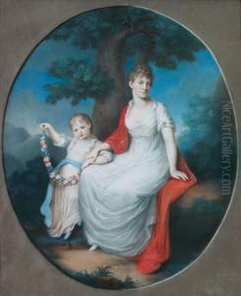 Portrait Einer Dame Mit Ihrer Tochter In Arkadischer Landschaft - view 1