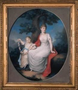 Portrait Of A Mother And Child In A Wooded Landscape