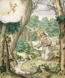 The Stigmatisation of Saint Francis by Giovanni B. (Il Genvovese) Castello
