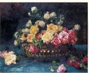 Roses Dans Un Bassin En Cuivre