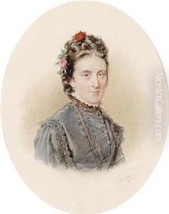 Portrait Of A Lady With Roses In Her Hair