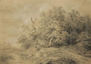 A Landscape With Figures by Josef Nikolaus Kriehuber