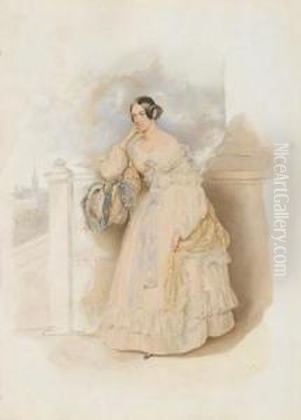 A Portrait Of A Lady Standing On A Terrace - view 1