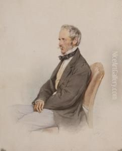 Ortrait D'homme Assis Aquarelle