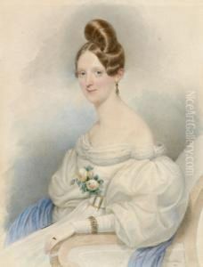 Bildnis Einer Jungen Frau In Weisem Kleid Und Blauem Tuch