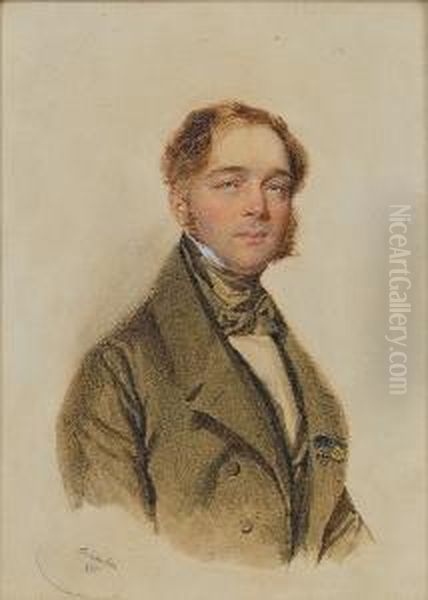 Karl Egon, Prince Of Furstenberg
(1796-1854), Wearing Black Coat And Waistcoat Over White Shirt And Tied
Black Stock, Medals Pinned To Left Lapel. - view 1
