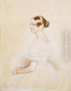 Young Girl In White Dress (contesse Konigsegg Georgine) by Josef Nikolaus Kriehuber