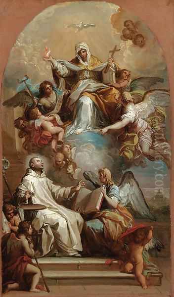 The Virgin in mourning appearing in a vision to Saint Bruno, the dome of St. Peter's beyond a bozzetto - view 1