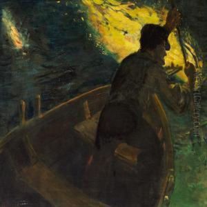 Eel Catcher At Night by Christian Krohg