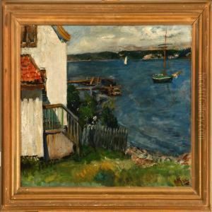 Coastal Scene With Sailing Ships In A Bay by Christian Krohg