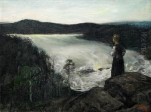 Flicka Vid Brusande Fors by Christian Krohg