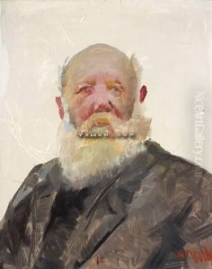 Selvportrett Olje Pa Plate by Christian Krohg