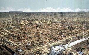 Melbourne, a panoramic view from the supplement to the Illustrated Australian News 1882 by A.C. Cooke