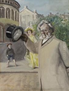 Portrait Of Henrikibsen On Karl Johan Street 1895 by Christian Krohg