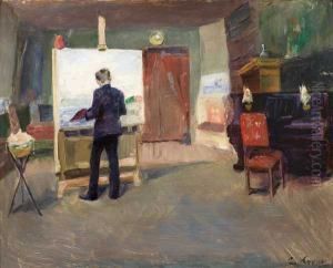 Maleren Nils Hansteen I Atelieret by Christian Krohg