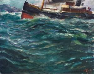 Skip I Stormvaer (ship In Stormy Weather) by Christian Krohg