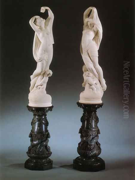 A Pair Of Allegorical Female Figures With Putti - view 1