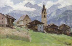 Gebirgsdorf Im Sommer. by Max Krombach