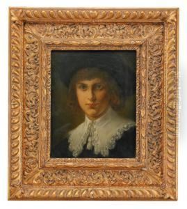 Portratt Av Ung Man I Barockdrakt by Julius Johann Ferdinand Kronberg